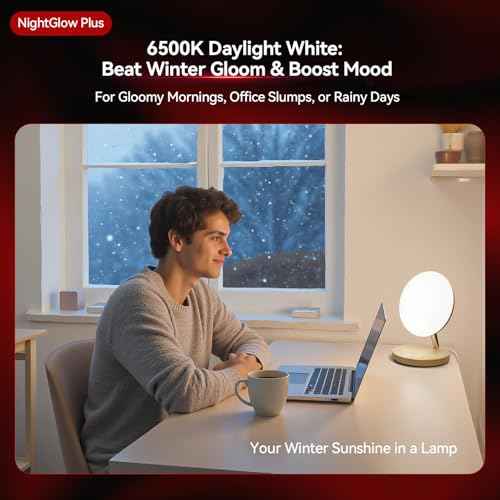 Red Therapy Night Light for Sleep Aid, Baby Nursery & Bedrooms - 670nm Bedside Lamp with Timer/Dimmer, Amber Light & Daylight Modes
