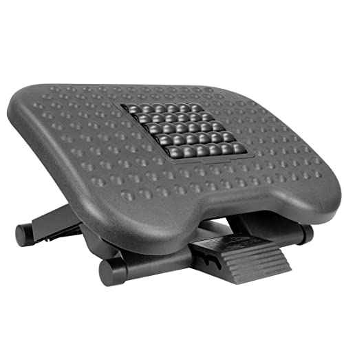 Mount-It! Ergonomic Under Desk Footrest | Massaging Foot Support for Foot Comfort | Office Tilting Footrest with 3-Level Height Adjustment Against Swelling