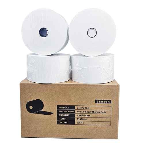 (4 Rolls - 1 Case) 3 1/8" x 660' heavy thermal paper - nautilus hyosung halo - 80 GSM ATM Special Thermal Paper Rolls - BuyRegisterRolls