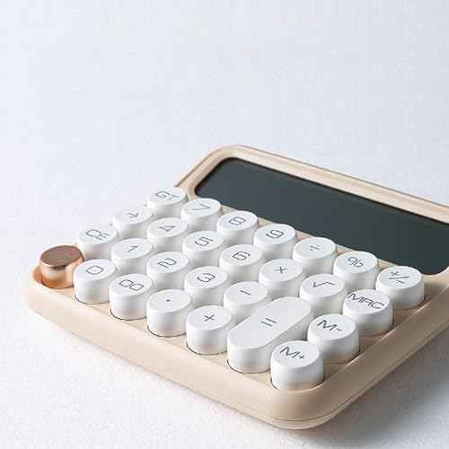 POCREATION Large LCD Display Big Button Calculator, 12 Digit Desktop Calculator with Anti Slip Bottom Pad, Removable Keycaps, Auto Shutdown, Suitable for Office School Home (Milk Tea Color)