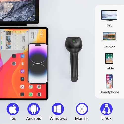Bluetooth Barcode Scanner Versatile 3-in-1 (2.4Ghz Bluetooth6.0 Wireless+USB 2.0 Wired) Rechargeable symcode 1D Laser Barcode Reader USB Handheld Bar Code Scanner Wireless Barcode Reader