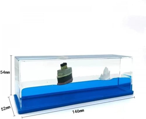 Honsheng Unsinkable Titanic Simulator Toy Wavey Boat in a Box Liquid Wave Cruise Fluid Ship Decoration Ornament for Car Decoration Paperweight Desk Toy Gifts