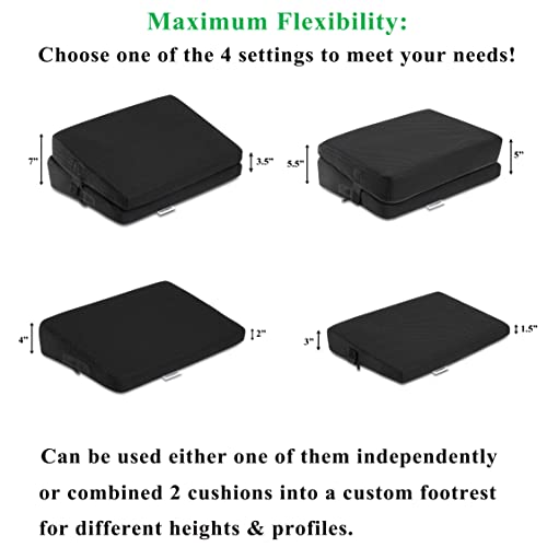 InteVision 4-in-1 Footrest for Added Height - Premium Foam Foot Cushion Works Great for Under Desk or bar - Will not Slide on Any Surface