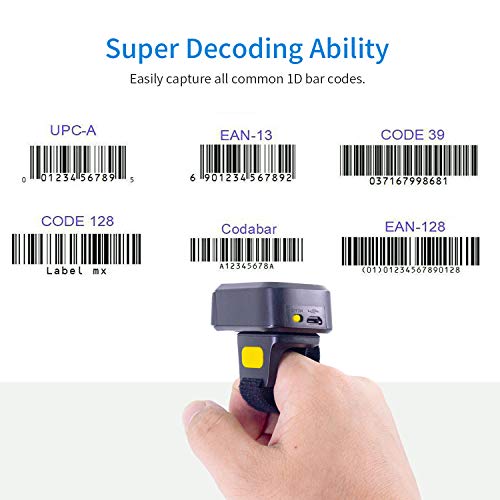 Symcode White Portable Ring Bluetooth & Wired Barcode Scanner 3-in-1