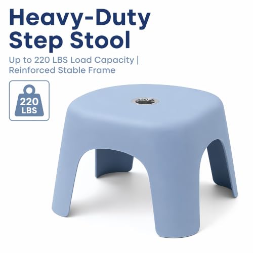 Rabihike Blue Heavy-Duty ABS Shower Stool - Non-Slip Small Plastic Step Stool, 220 lb