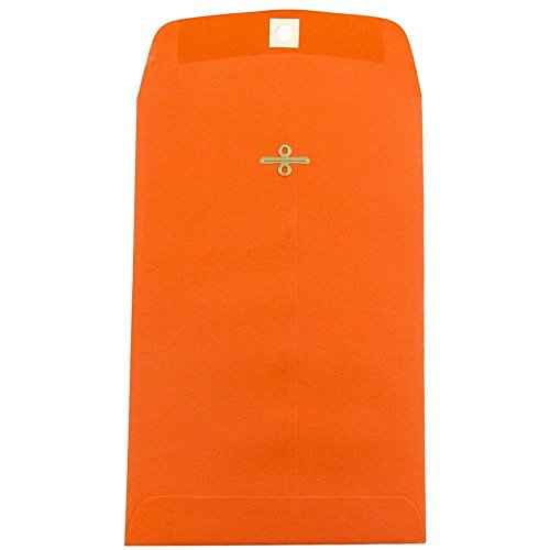 JAM PAPER 6 x 9 Open End Catalog Colored Envelopes with Clasp Closure - Orange Recycled - 100/Pack