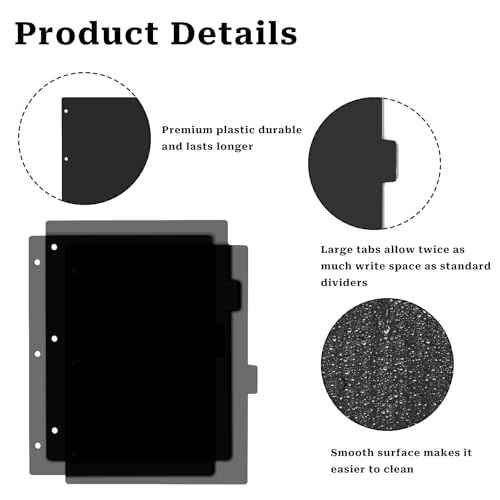 Black Binder Dividers, 8-Tab Sturdy Plastic Dividers, Binder Dividers with Tabs, Black 3-Ring Binder Plastic Divider Set, Aesthetic Dividers for Binder, Suitable for Notebooks and Binders(Black)