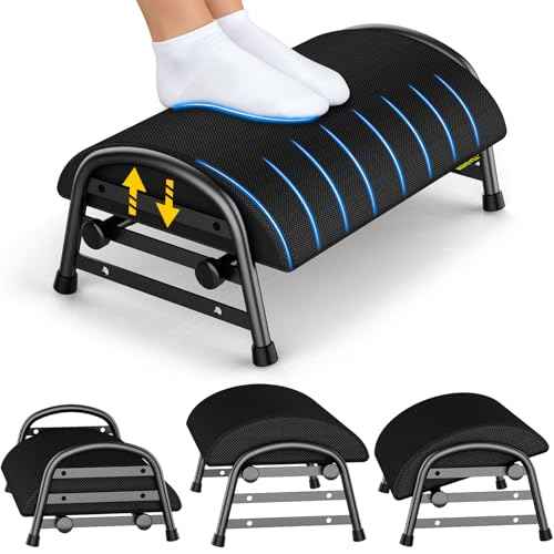 Adjustable Foot Rest for Under Desk at Work, Ergonomic Under Desk Footrest with 6 Positions, Foot Stools for Under Office Desk Chair, Leg Rest for Home, Car, Computer, Gaming Accessories