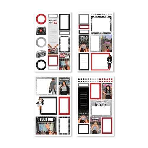 Rongrong My Favorite Things Planner Sticker Book ? Stickers for Planners, Journals & Scrapbooks ? 24 Pages ? Inspired by Music Lovers & Movie Night Vibes