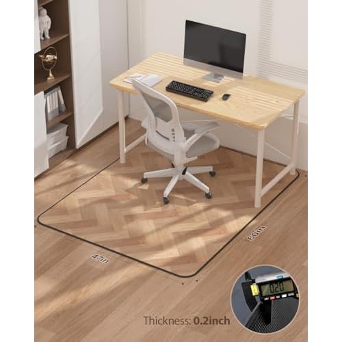 Blvornl Desk Chair Mat for Hardwood Floor, 47" x 60" Wood Grain Office Chair Mat for Rolling Chairs, Anti Slip Computer Chair Mats for Hard Floors, Heavy Duty Carpeted Protector Rug for Home Office