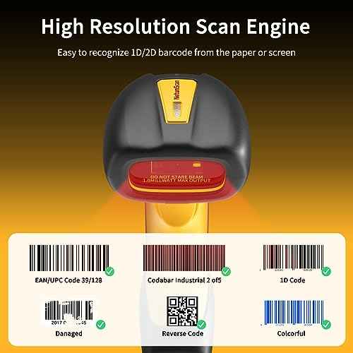 NetumScan Upgraded Industrial Bluetooth QR Barcode Scanner, IP67 Waterproof & 7M Drop Proof, 2600mAh Wireless 1D 2D Bar Code Scanner with Charging Stand for Store, POS, Computer, iPhone, Android