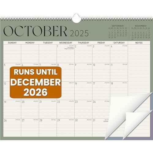Calendar 2026, Monthly Wall Calendar, Runs Until Dec 2026, 14.5" x 11.5", Large Daily Blocks, Thick Paper, Easy-Flip Spiral Binding, Julian Dates Perfect for Home & Office Organization