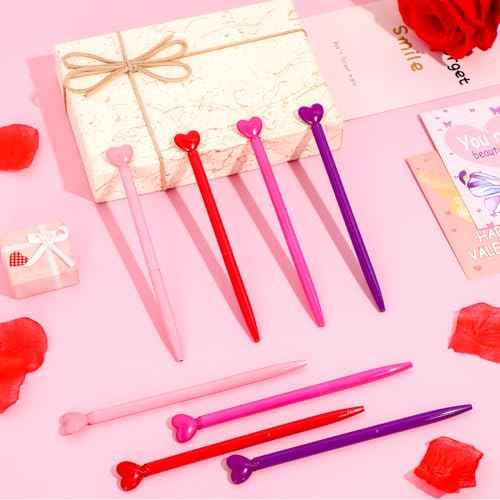 100 Pcs Valentine¡®s Day Heart Shaped Ballpoint Pens Retractable Metal Ballpoint Pen with Black Ink Party Favor for Office School Classroom Valentine¡®s Day Wedding Party Supplies, 4 Colors