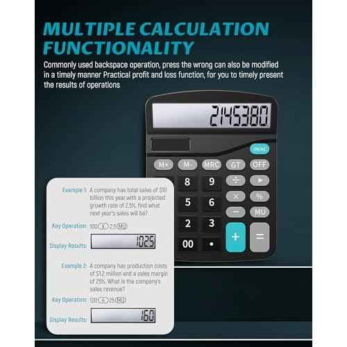Lichamp Desk Calculators with Big Buttons and Large Display, Office Desktop Calculator Basic 12 Digit with Solar Power and AA Battery (Included), 10 Bulk Pack