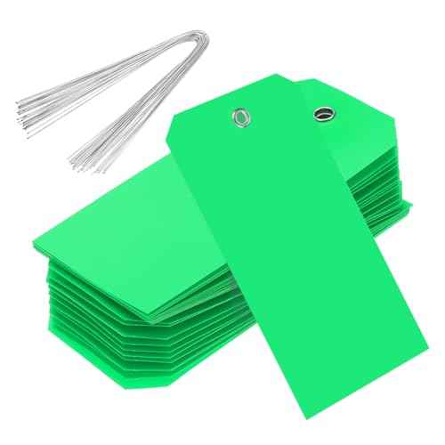 500Pcs Plastic Shipping Tags 4.72x2.36 Inch Green Waterproof Labeling Tags with Wire for Luggage Garage Equipment Inventory Car Parts Name Price