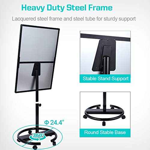 40 X 28 Inch Mobile Magnetic Whiteboard, Height Adjustable Dry Erase Board Easel on Rolling Stand with Flipchart Easel Pad, Magnets & Eraser, Black