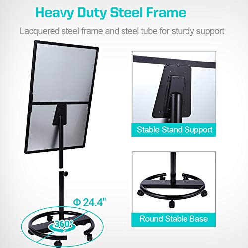 Black 40x28 Inch Mobile Magnetic Whiteboard on Wheels, Dry Erase Easel