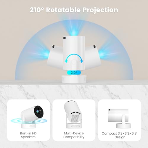 XL Mini Portable 4K Projector with Bluetooth 5.4 & WiFi 6 - Upgraded Android TV