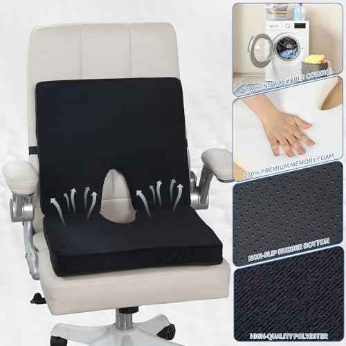 BALAPET Lumbar Support Seat Cushion,Ergonomic Lumbar Support for Posture Correction Cushion and Tailbone Pain Relief, Foldable and Portable Back Rest Coccyx Pillow for Office Chair,Car,Travel(Black)