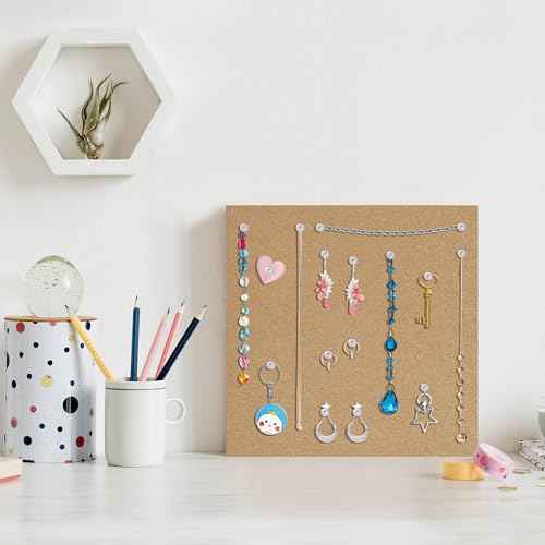 Cork Board Bulletin Board 12x12,1/2" Thick Cork Board Tiles 12 Pack, Self-Adhesive Small Square Pin Board for Walls, Corkboards for Office Home School Message/Vision Board Decoration.