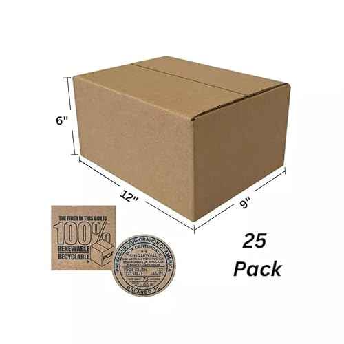 Corrugated Mail And Shipping Packaging Coxes - 25 Pack (12 x 9 x 6 inch / 25 pack), Corrugated Boxes For Shipping, Mailing, Storage & Moving Out, Brown Storage Cardboard Boxes