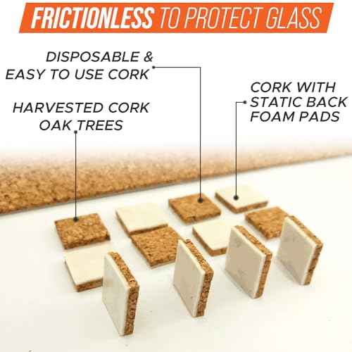 Frank Lowe Cork with Static Back Foam Pads for Glass & Windows (3/16 x 3/4 x 3/4)