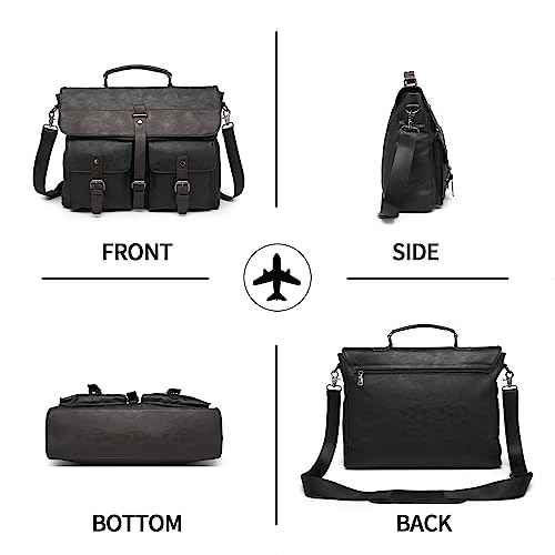 Leather Messenger Bag for Men,Vintage Mens Laptop Bag Water Resistant Business Travel Briefcase Satchel Work Computer Bag