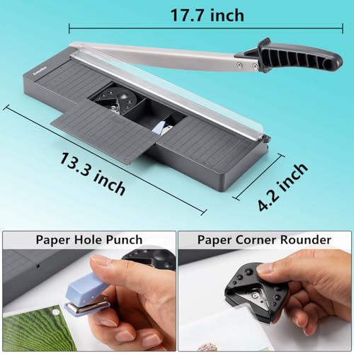 Aomether 12-Inch Standard Guillotine Paper Cutter with Safety Guard & Blade Lock, Heavy Duty Trimmer for Cardstock, Photos, Vinyl, Labels, and Scrapbooking — Portable, Accurate, 8 Sheets Capacity