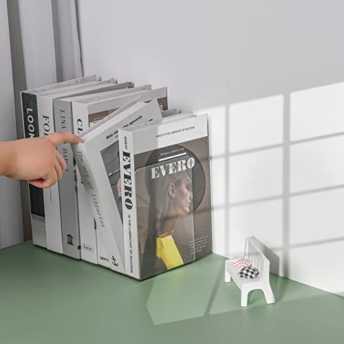 Adwikoso 6 Pack Clear Acrylic Book Ends for Shelves, Sturdy & Space-Saving