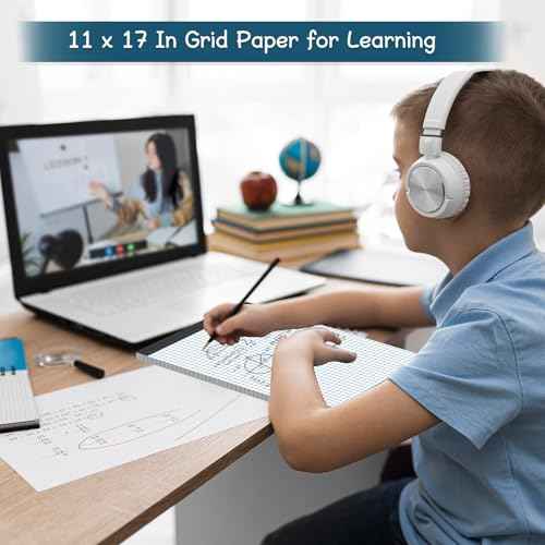 Large Graph Paper Pad 11 x 17, Grid Paper, 4x4 Graph Ruled, Blueprint Quadrille Pad, 30 Sheets Engineering Paper, Drafting Paper, Graft Paper for Architect Engineer Designer Mathematician Draftsman
