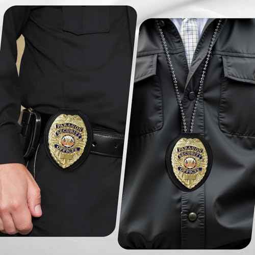 BESARME Police Badge Holder Belt Clip Cowhide Leather Badge Holders Universal Law Enforcement Security Badge Holder with Stainless Bead Chain