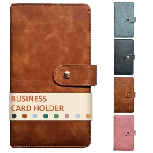 Leather Professional Business Card Holder Book Organizer, 240 Card Slots Capacity Booklet, Premium PU Name Cards Storage Folder with Soft Cover, Credit Card Binder Holder for Men/Women (Brown)