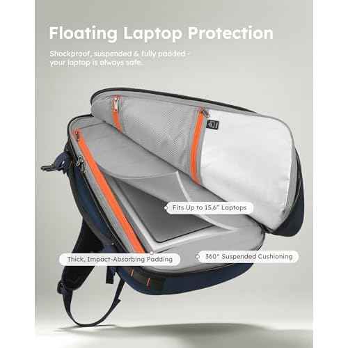 Tolaccea Travel Backpack, TSA Friendly Flight Approved Carry-on Luggage Water-resistant Business Rucksack, Durable Large Computer Bag Daypack Fits 15.6 Inch Laptop, 35-45L Expandable - Navy