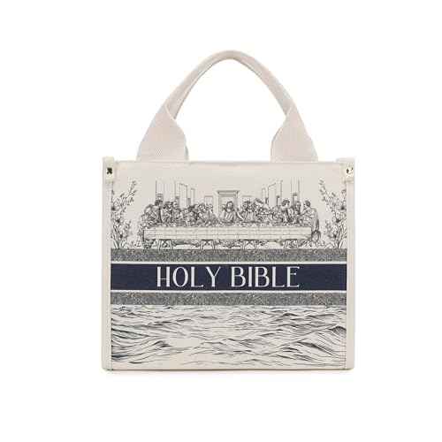 Holy Bible Cover for Women - Canvas Tote Bag Design, Bible Book Carrier Case for Teen Girls, Religious Gift