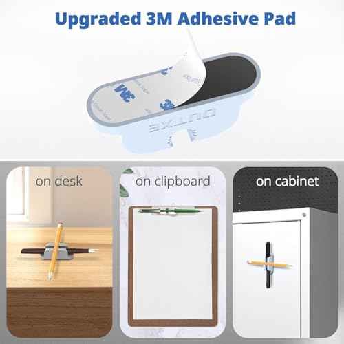 OUTXE 6-Pack Magnetic & Adhesive Pen Holder with Dual Slots - Easy Organize & Access Pencil, Pen, Marker- Perfect for Desk, Wall, Refrigerator, Whiteboard, Clipboard