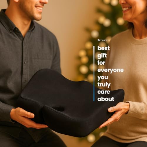 SitCushion Black Car Seat Cushion for Driving – Tailbone & Sciatica Pain Relief, Memory Foam