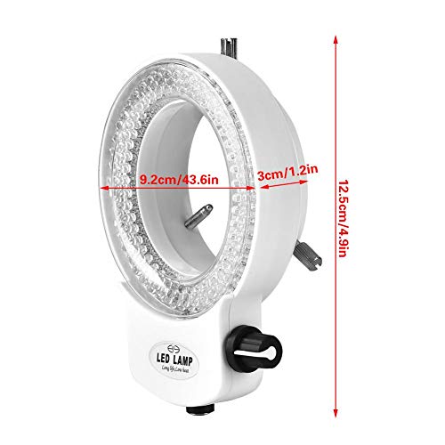 Adjustable LED Ring Light for Microscope & Camera - 144 Brightness LEDs, White/Black