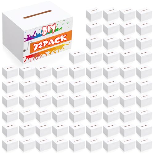 72 Pack Ballot Raffle Box White Suggestions Donations 6 x 4.5 x 4 Inch Cardboard Box with Removable Header Charity for Fundraising Collecting Business Card Voting Contest