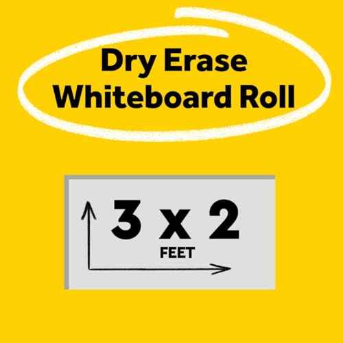 Post-it Dry Erase Whiteboard Film Surface for Walls, Doors, Tables, Chalkboards, Whiteboards, and More, Removable, Stain-Proof, Easy Installation, 3 ft x 2 ft Roll, White, 3 x 2 Feet (DEF3x2)