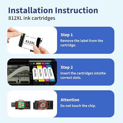 Remanufactured Ink Cartridge Replacement for Epson 812 812XL T812 T812XL Ink Cartridges Combo Pack Compatible with Epson WF-7310 WF-7820 EC-C7000 Printer (Black, Cyan, Magenta, Yellow, 4 Pack)