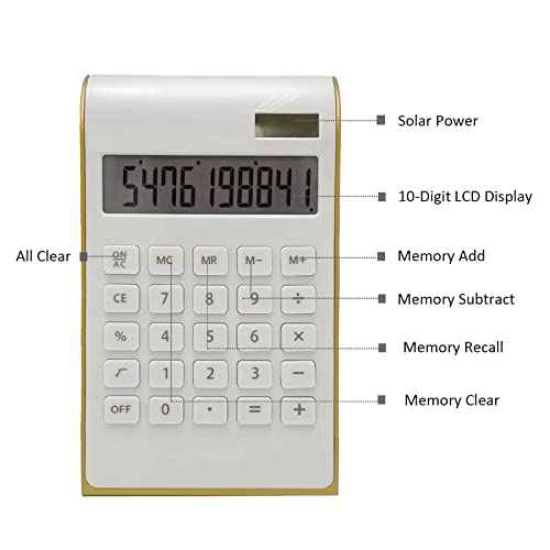 Benkaim Solar Gold Standard Function 10-Digit Desktop Calculator for Office, Home