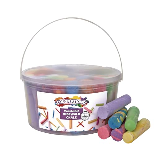 Colorations 50pc Jumbo Sidewalk Chalk Set - Bright Colors & Patterns, Washable Outdoor Kids Art