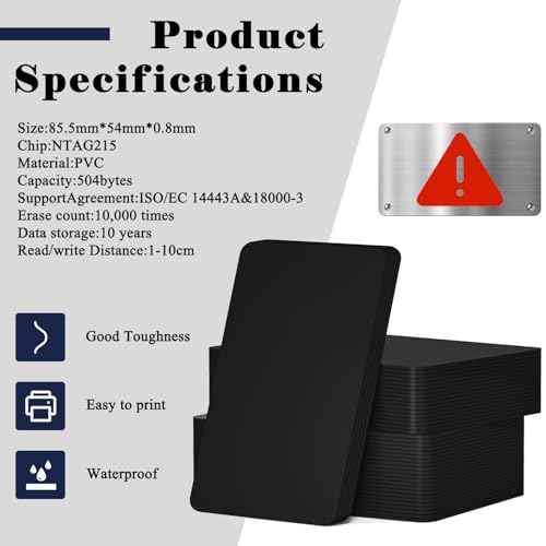 10pcs NFC Cards NTAG215 NFC Tags Programmable Black NFC Card NFC Business Card NFC 215 Cards Rewritable NFC Tags iPhone Compatible with NFC Enabled Mobile Phones & Devices