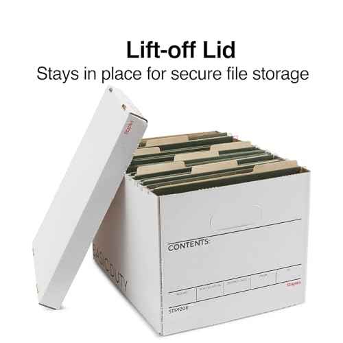 STAPLES Corrugated File Box Lift Off Lid, Letter/Legal Size, White/Black, 10/Pack (ST59208)
