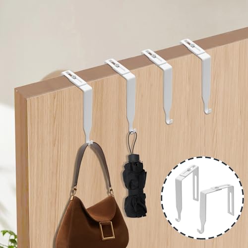 4Pcs White Adjustable Cubicle Hooks Fit 1-3/8 to 3-1/2 Inch Panels - Kyuionty