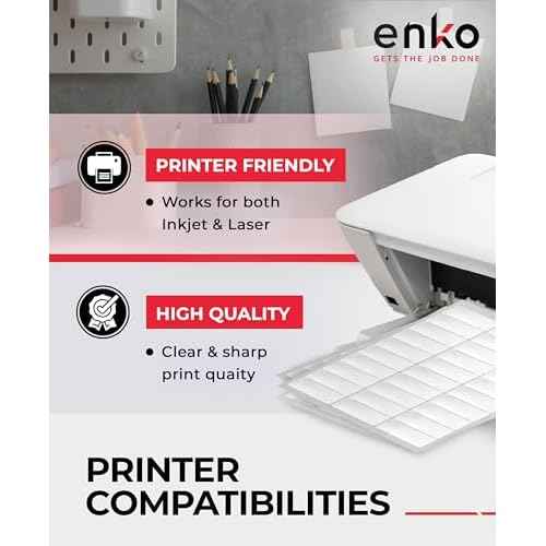 enKo 1 x 2-5/8 Inch 30 Up Return Mailing Address Labels White Printable FBA Labels (300 Sheets, 9000 Labels)