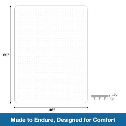Chair Mat for Carpet, 46" x 60" Desk Chair Mat for Carpeted Floors, Non-Slip Office Vinyl Mat for Carpet with Studded, Easy Glide Heavy Duty Floor Protector Mat for Home Office, Clear