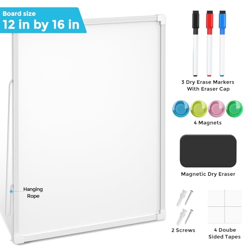MaxGear Double-Sided Wall-Mount Dry Erase Whiteboard 16x12 Inches, White