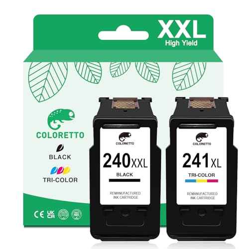 COLORETTO PG-240XL/CL-241XL Ink Cartridges for Canon 240XL 241XL Combo Pack, 240XL 241XL for Canon PIXMA MG3620 MG3600 TS5120 TS5100 MG3220 MG3520 MG2120 MX472 Printer Ink Replacement Black/Color