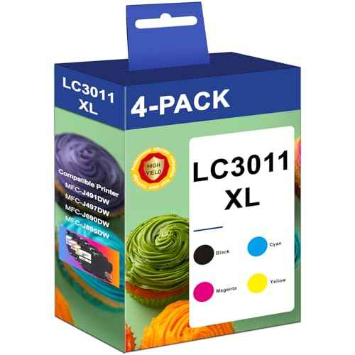 LC3011 XL Ink Cartridges High Yield Replacement for Brother LC3011 LC3011XL Ink Compatible with MFC-J497DW MFC-J491DW MFC-J895DW MFC-J690DW Printer 4-Pack(BK/C/M/Y)